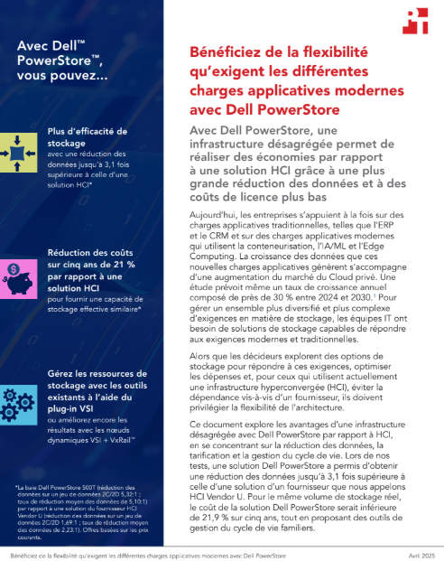 Bénéficiez de la flexibilitéqu’exigent les différentescharges applicatives modernesavec Dell PowerStore