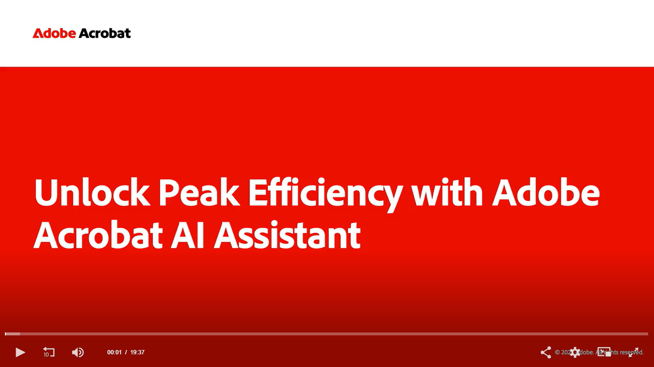 On-Demand Webinar: Unlock Peak Efficiency with Adobe Acrobat AI Asssistant