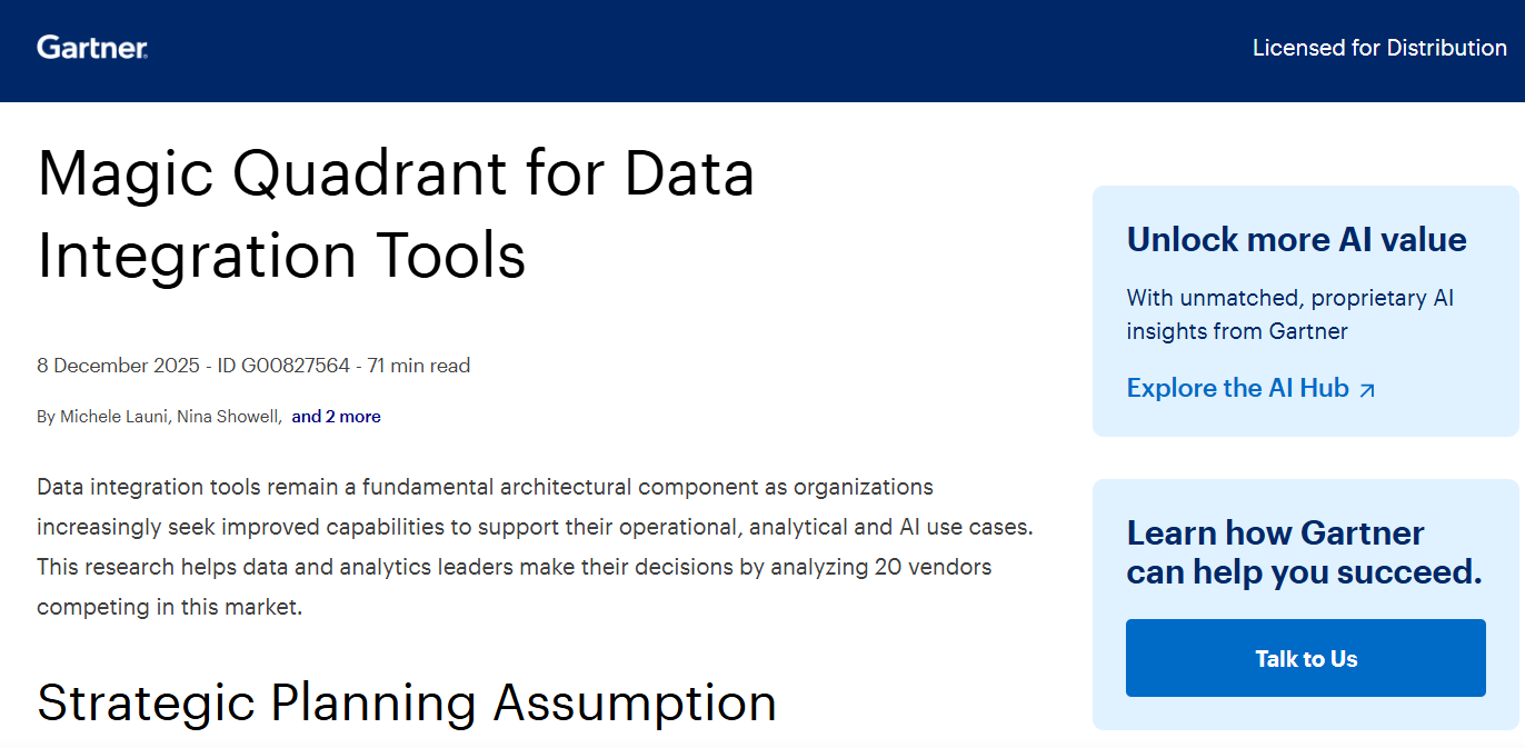 2025 Gartner Magic Quadrant for Data Integra